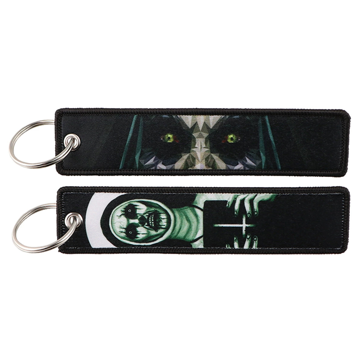 Halloween Cartoon Horror Woven Lanyard Keychain – Fabric Badge Holder for Students & Campus Use,029