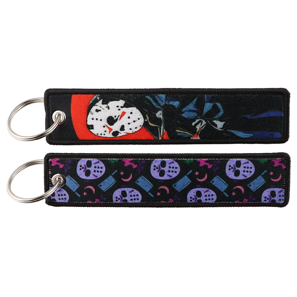 Halloween Cartoon Horror Woven Lanyard Keychain – Fabric Badge Holder for Students & Campus Use,029