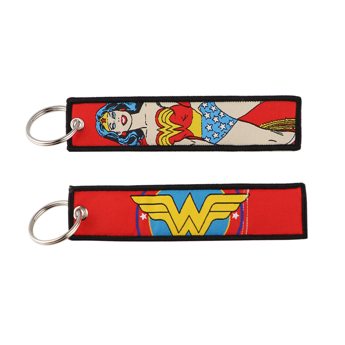 Cartoon Hero Lanyard Keychain – Woven Fabric ID Badge Holder for Students & Office Use,028