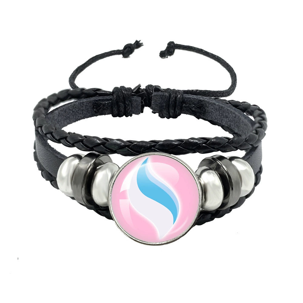 Leather Cord Snap Bracelet with Mega Evolution Stone,Perfect Gift for Friends and Family,B01