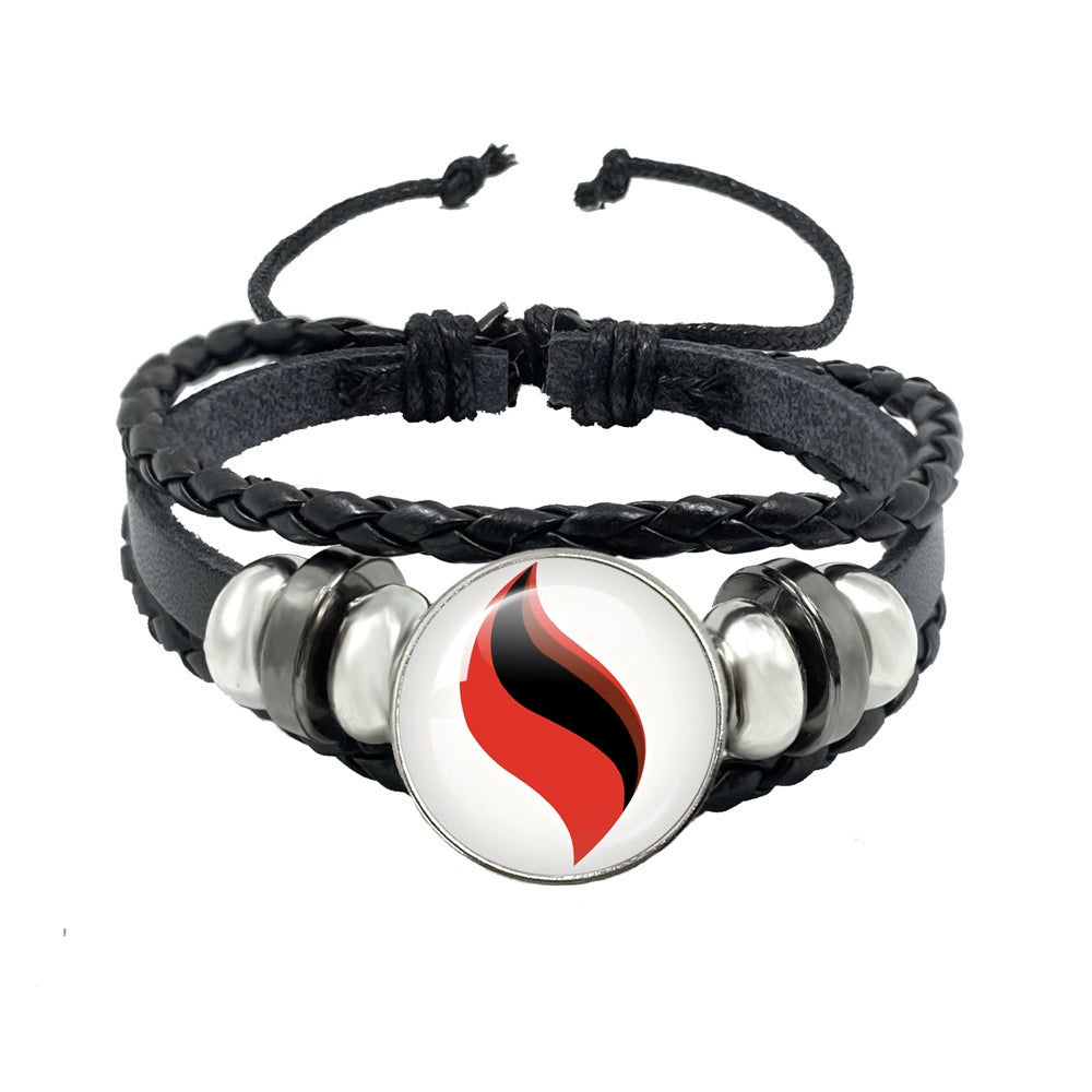 Leather Cord Snap Bracelet with Mega Evolution Stone,Perfect Gift for Friends and Family,B01