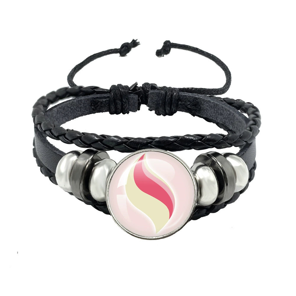 Leather Cord Snap Bracelet with Mega Evolution Stone,Perfect Gift for Friends and Family,B01