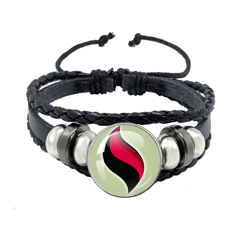 Leather Cord Snap Bracelet with Mega Evolution Stone,Perfect Gift for Friends and Family,B01