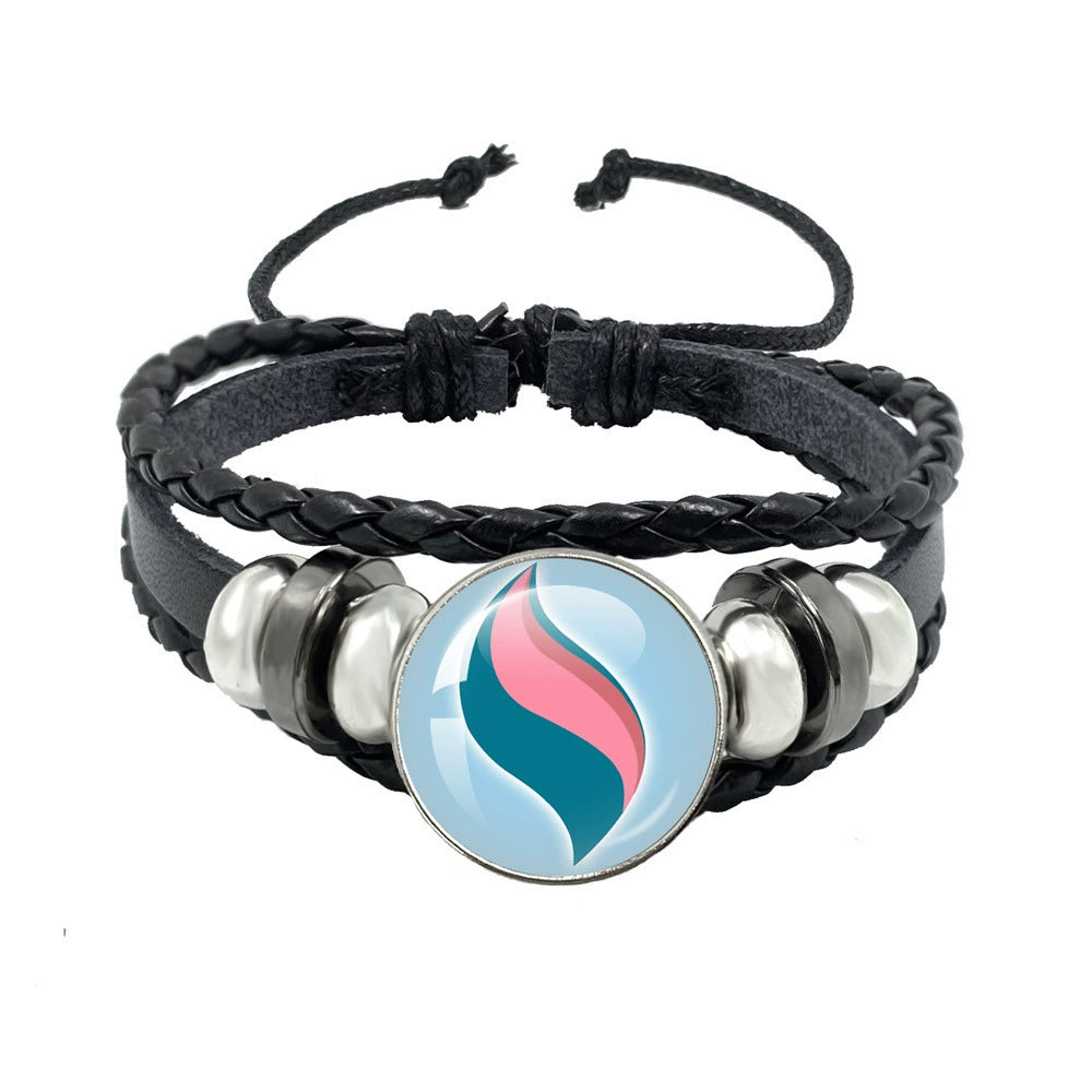 Leather Cord Snap Bracelet with Mega Evolution Stone,Perfect Gift for Friends and Family,B01