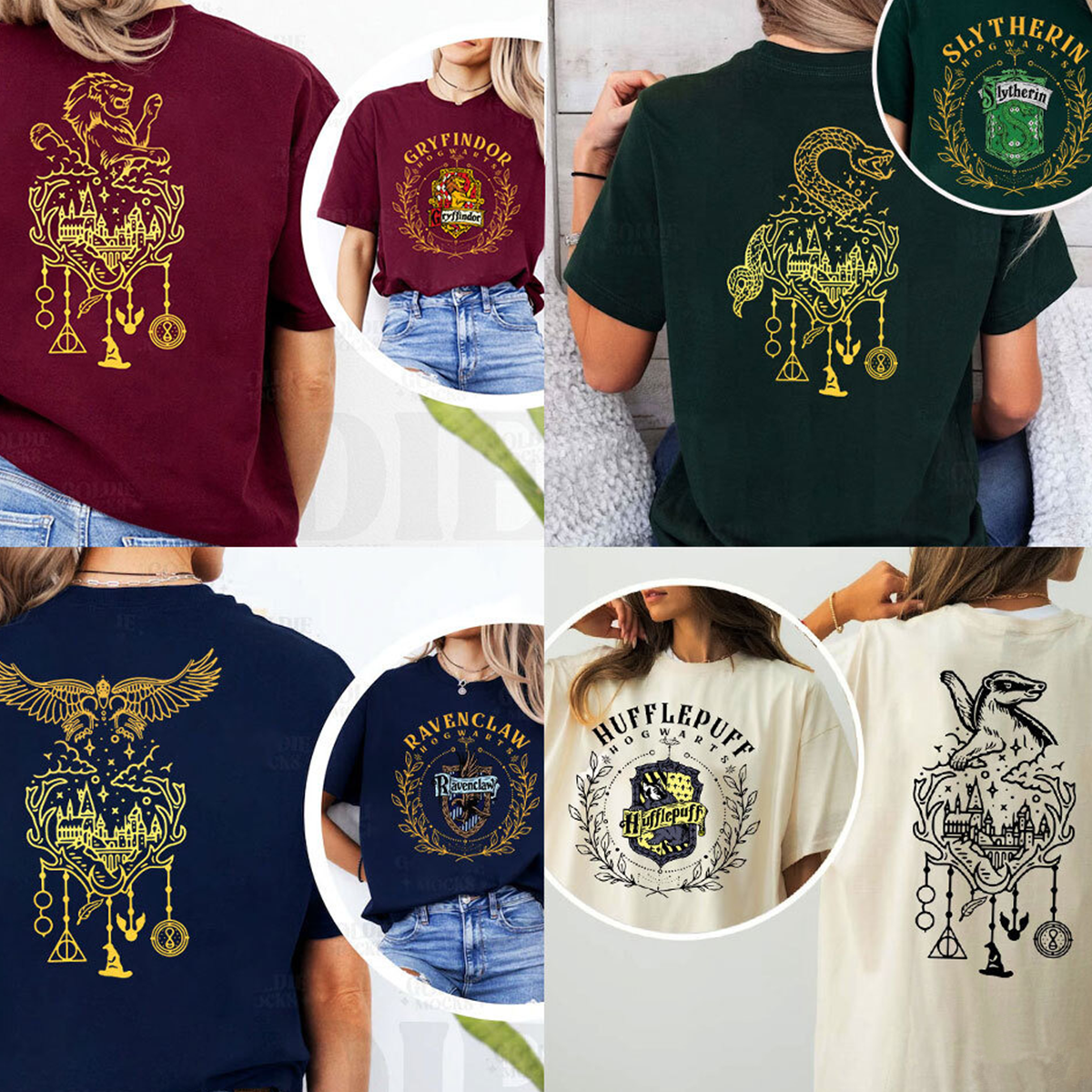 Vintage Wizard Hogwarts House Crewneck,Harry Potter Gifts For Adults,H-C-155