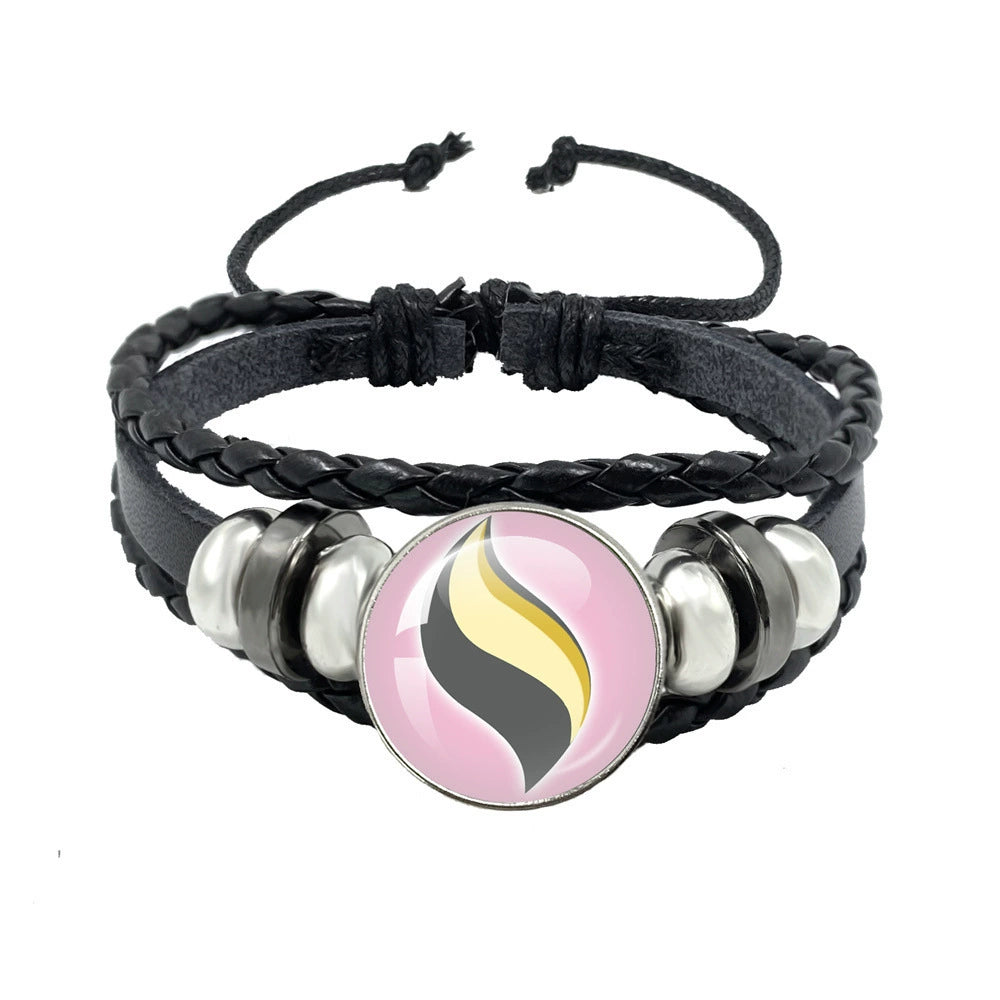 Leather Cord Snap Bracelet with Mega Evolution Stone,Perfect Gift for Friends and Family,B01