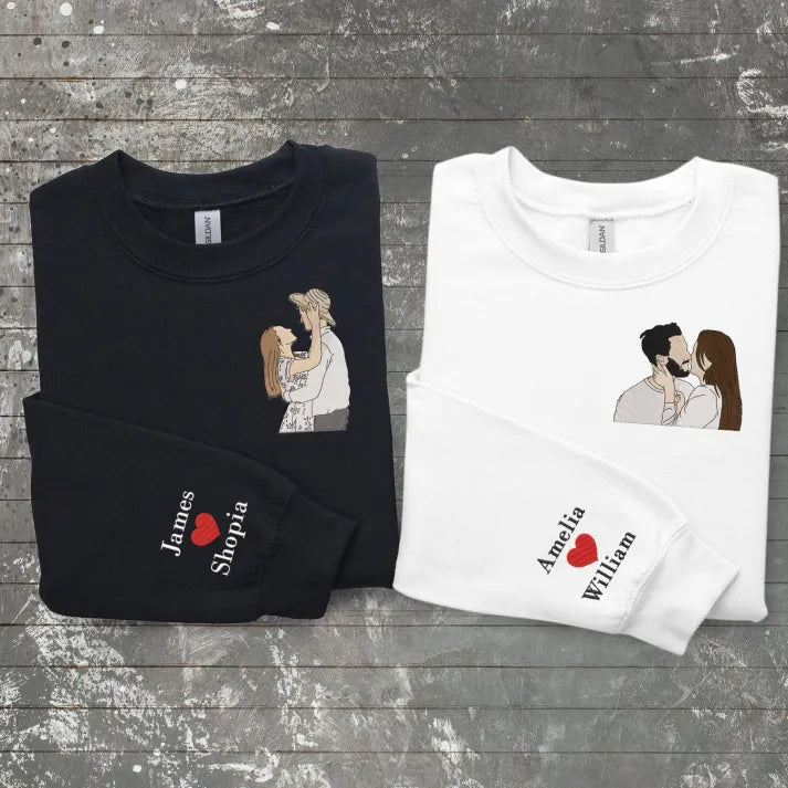 Personalized Couple Full-Color Embroidered Sweatshirt-The Perfect Gift for Your Love,M09