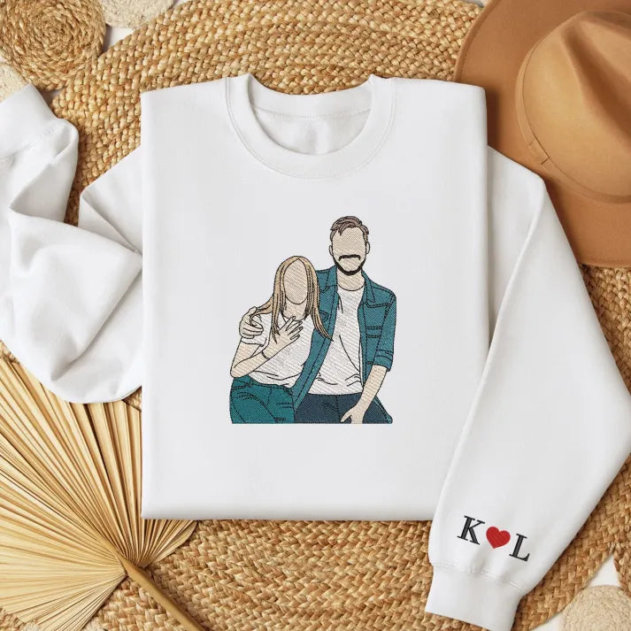 Personalized Couple Full-Color Embroidered Sweatshirt-The Perfect Gift for Your Love,M07