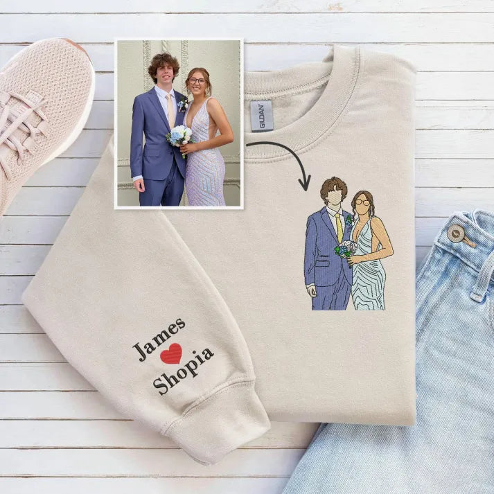 Personalized Couple Full-Color Embroidered Sweatshirt-The Perfect Gift for Your Love,M03