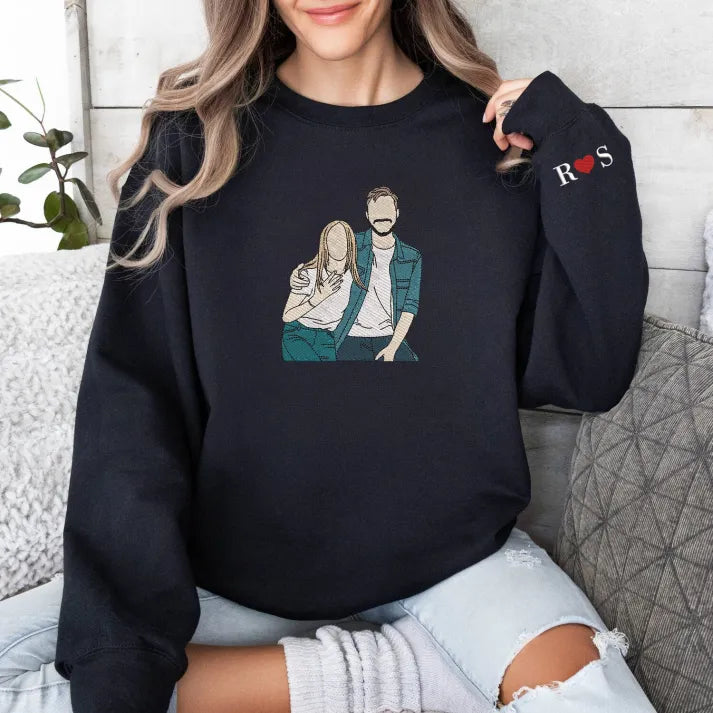 Personalized Couple Full-Color Embroidered Sweatshirt-The Perfect Gift for Your Love,M07