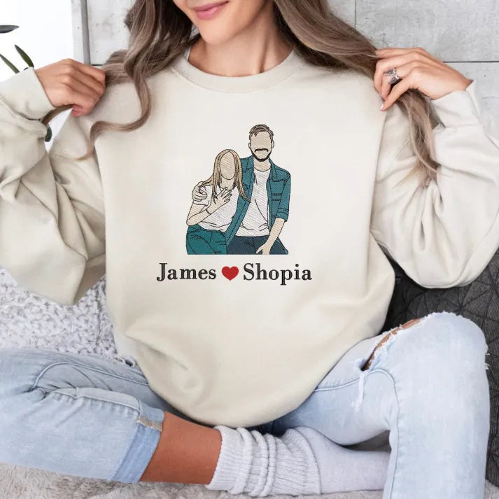 Personalized Couple Full-Color Embroidered Sweatshirt-The Perfect Gift for Your Love,M07