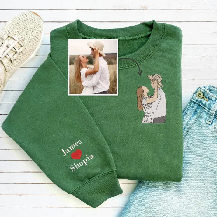 Personalized Couple Full-Color Embroidered Sweatshirt-The Perfect Gift for Your Love,M09