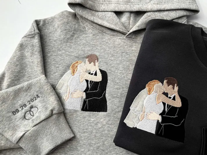 Personalized Couple Full-Color Embroidered Sweatshirt-The Perfect Gift for Your Love,M08