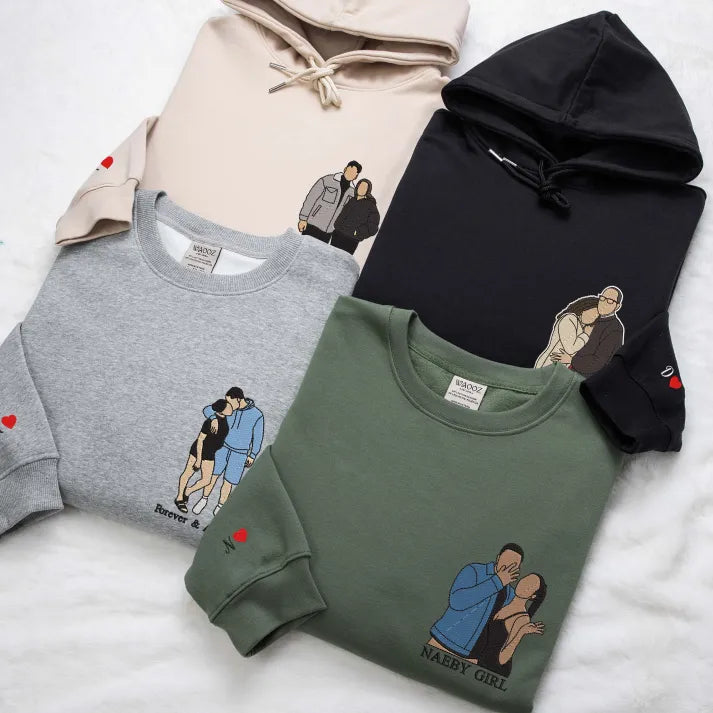 Personalized Couple Full-Color Embroidered Sweatshirt-The Perfect Gift for Your Love,M03