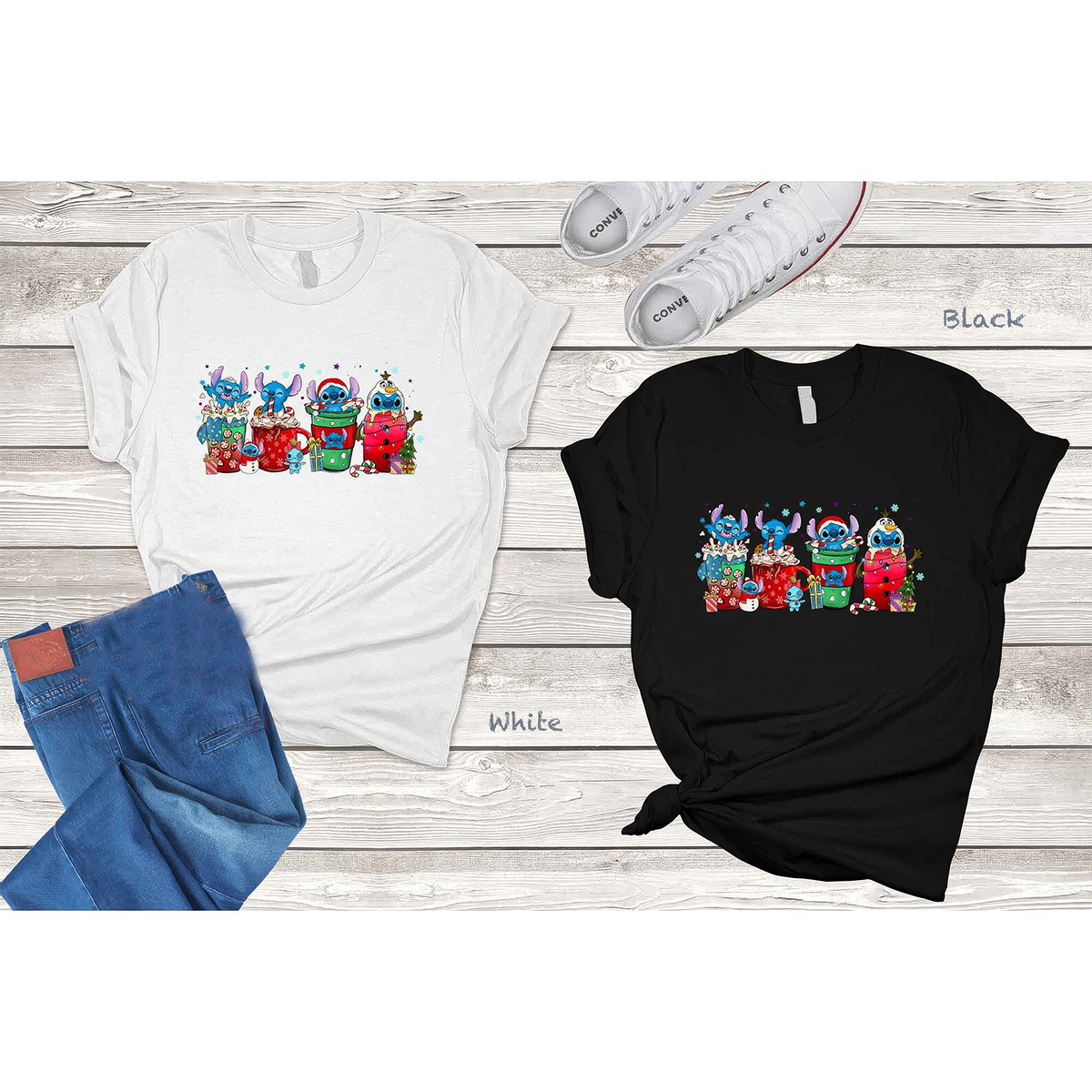 Stitch Coffee Cups Cute Christmas T-Shirt,Crewneck,Hoodie,TS-C-406