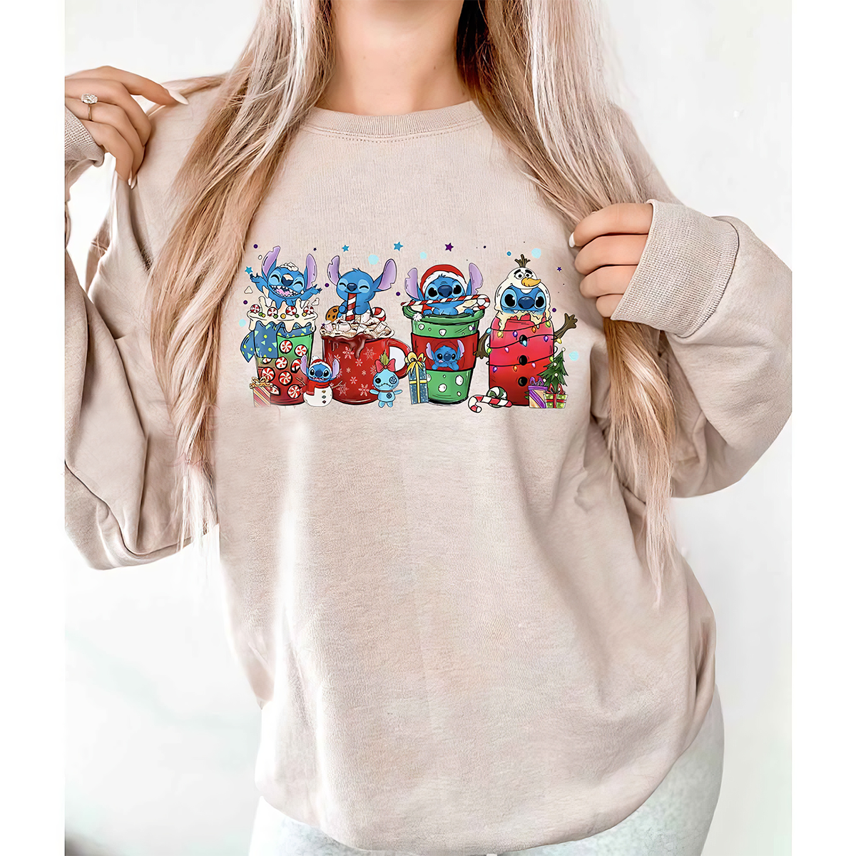 Stitch Coffee Lovers Christmas Santa T-Shirt,Crewneck,Hoodie,TS-C-402