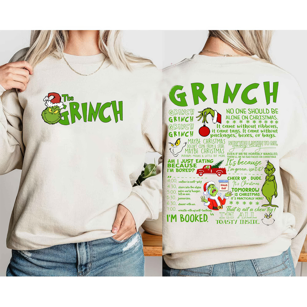 The Grinch Full Day Schedule T-Shirt,Crewneck,Hoodie,Gift For Christmas,TS-C-385