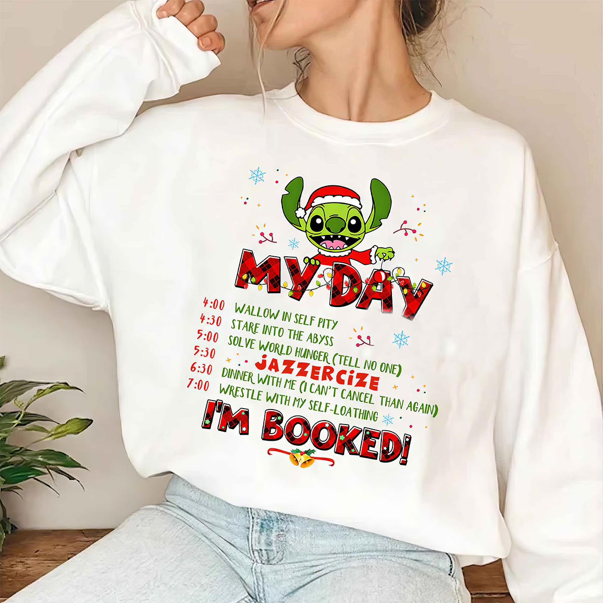 Stitch Grinch I’m booked Christmas T-Shirt,Crewneck,Hoodie,TS-C-399