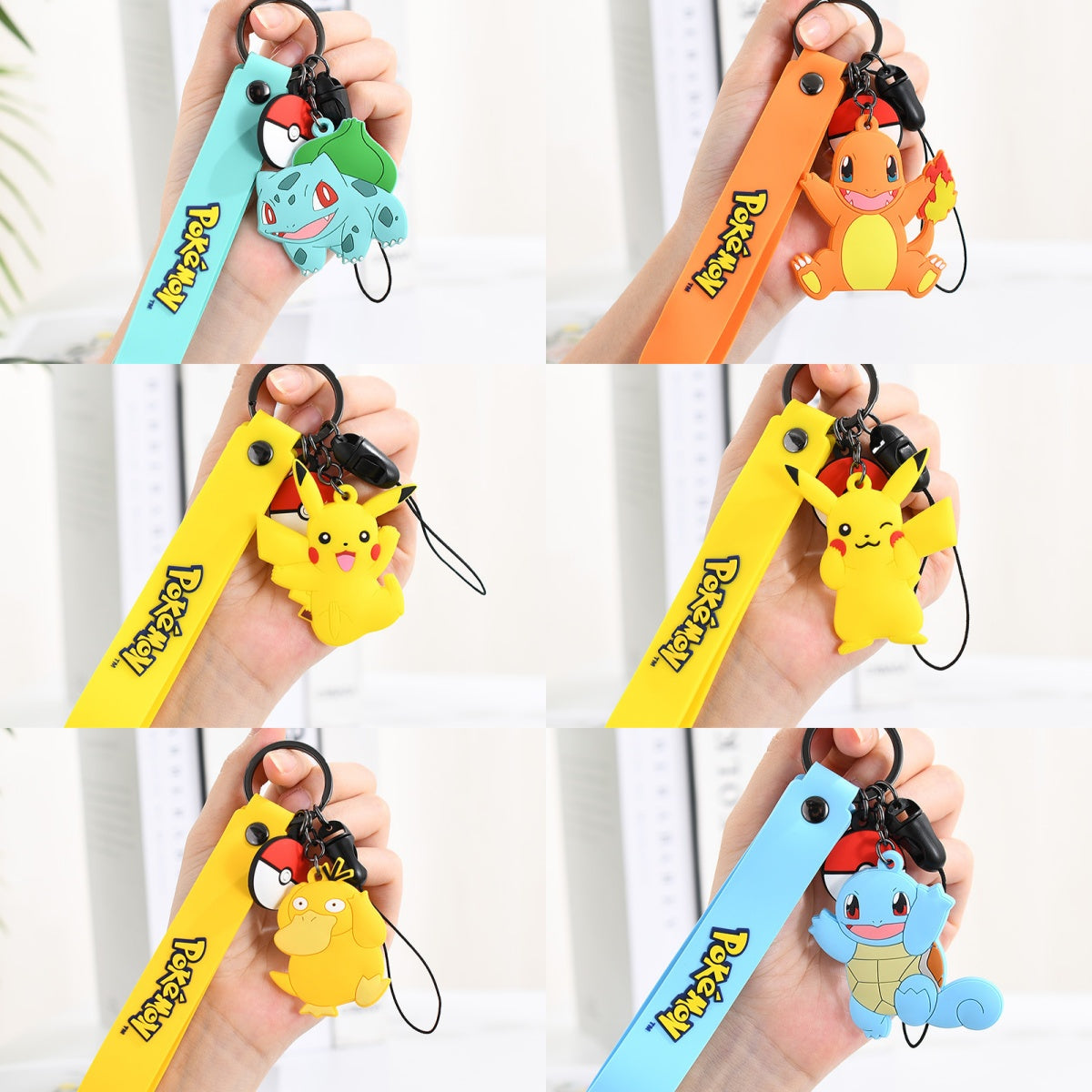 Pokémon Flat PVC Keychain - Cute Anime Collectible,Perfect Gift for Fans,002