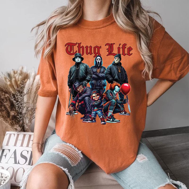 Sweat à capuche avec personnages d'horreur d'Halloween THUG LIFE, TS-C-103