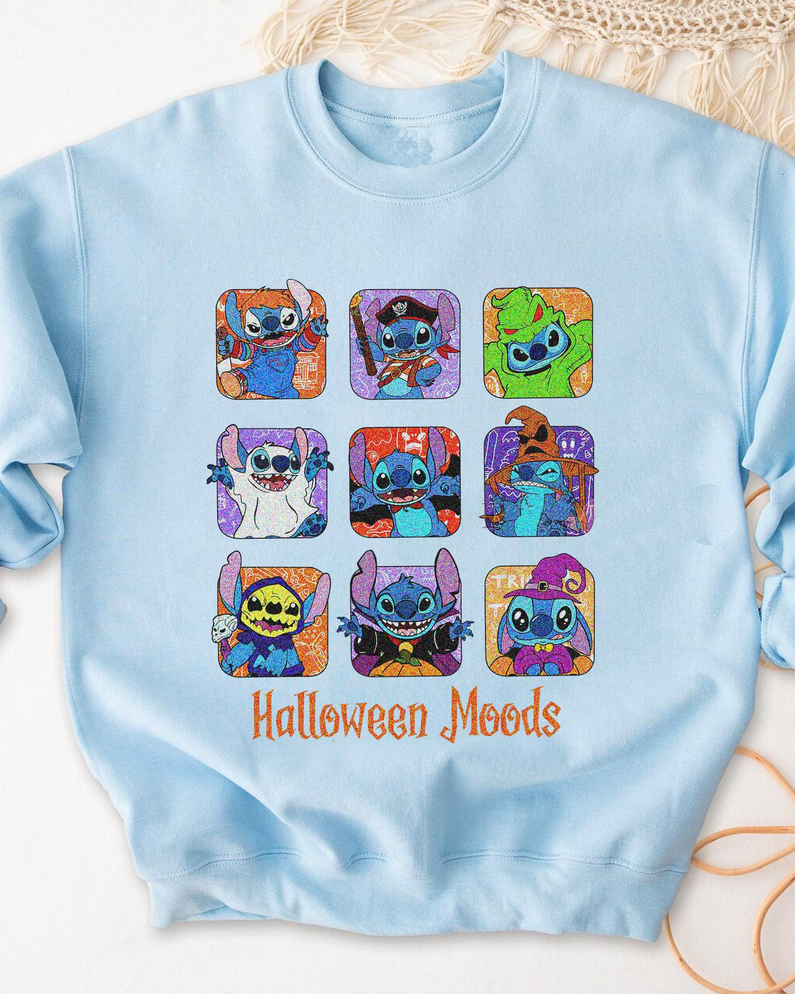 Halloween Moods Nine-Grid Stitch T-Shirt,Crewneck,Hoodie,H-C-150