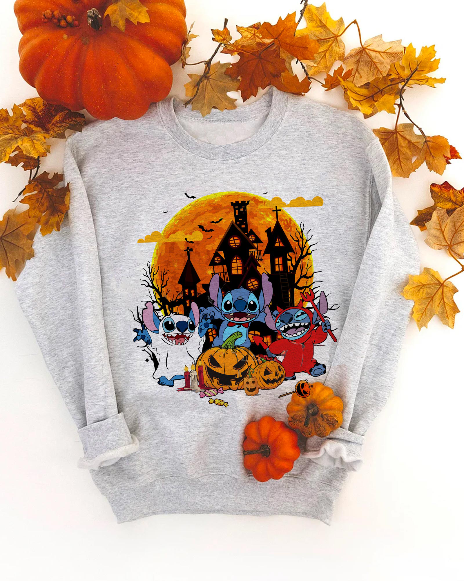 Spooky Halloween Vibes Stitch Series T-Shirt,Crewneck,Hoodie,H-C-140