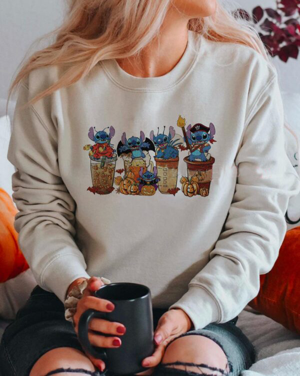 Cute Coffee Cup Stitch Halloween T-Shirt,Crewneck,Hoodie For Gift,H-C-151