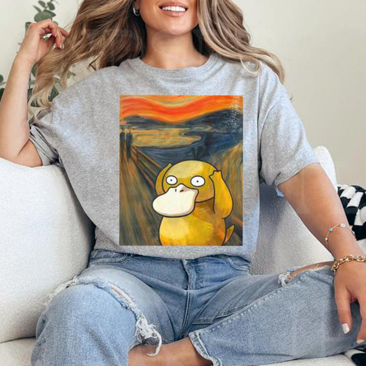 Scre4ming Psyduck Anime Vintage Unisex T-Shirt,Crewneck,Hoodie,TS-C-487