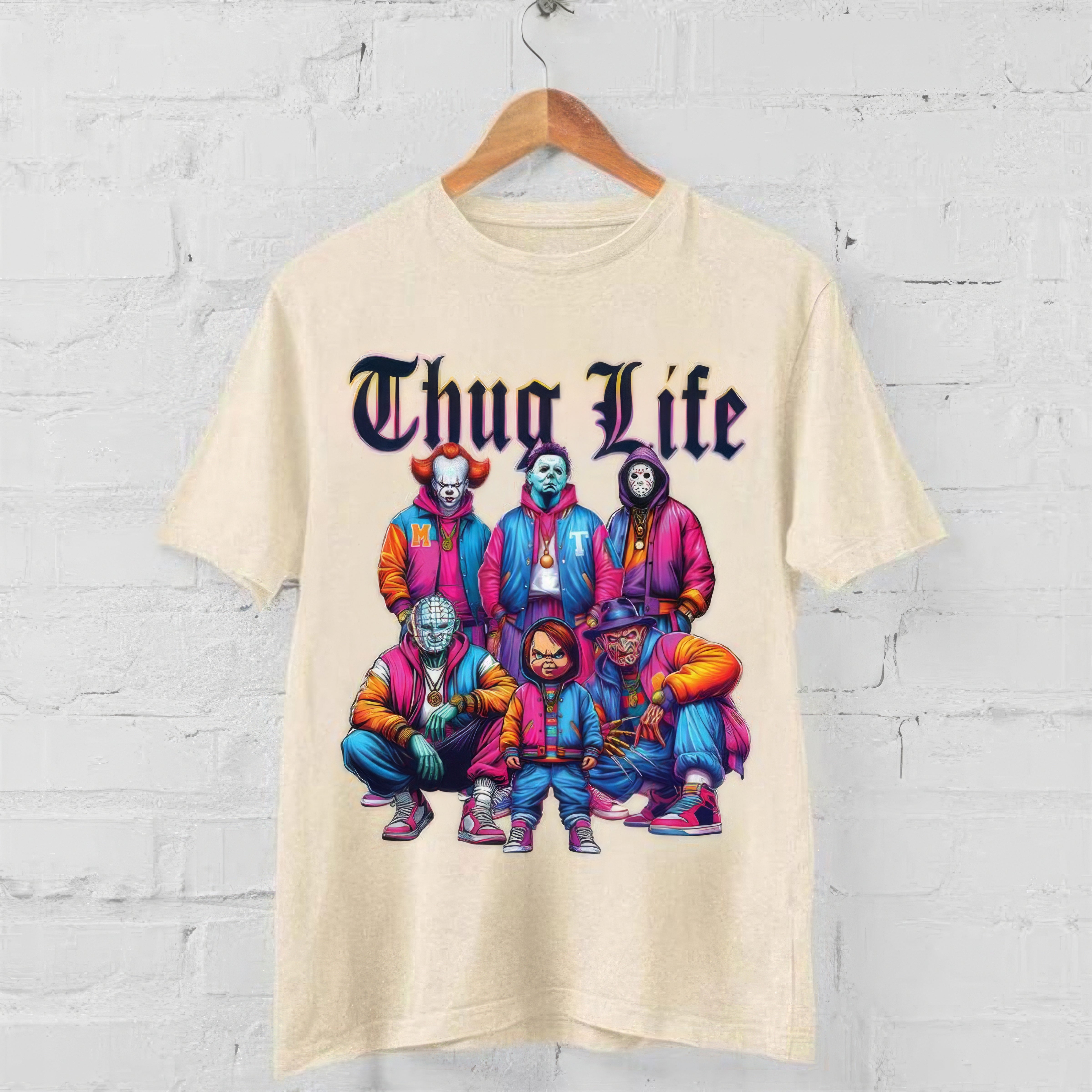 Sweat à capuche avec personnages d'horreur d'Halloween THUG LIFE, TS-C-103