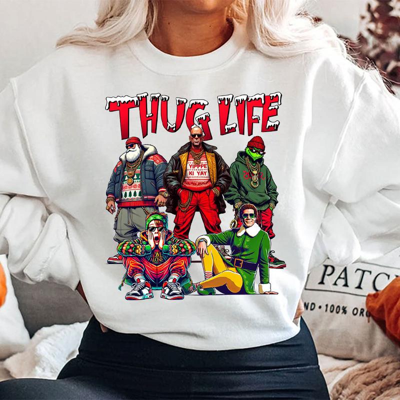 THUG LlFE Christmas Movies Xmas Graphic T-Shirt,Crewneck,Hoodie,H-C-858