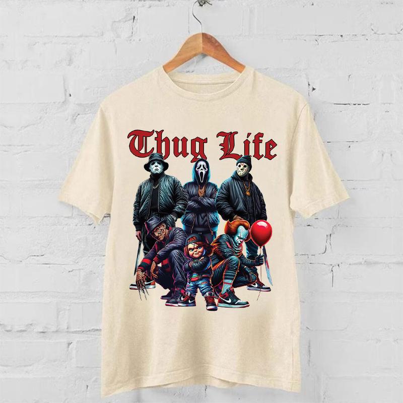 Sweat à capuche avec personnages d'horreur d'Halloween THUG LIFE, TS-C-103