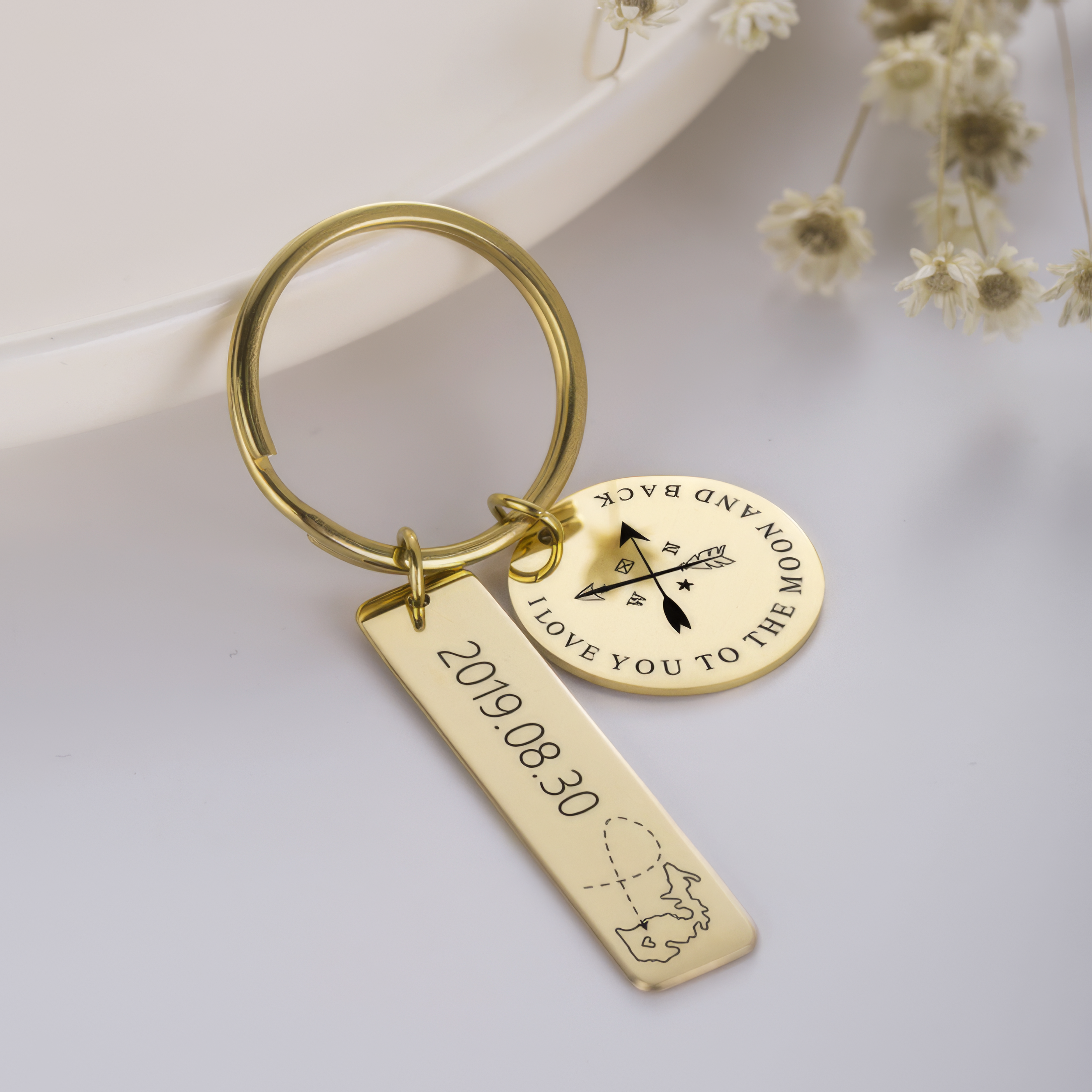 Personalized Bar Keychain Birthday Gift Engraved Picture Keyring For Family Friend,J-A-303