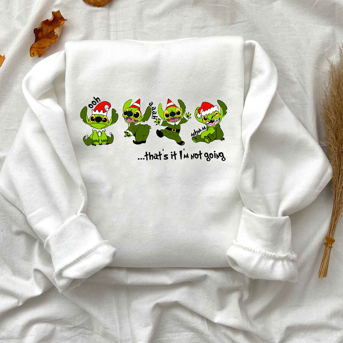 Stitch Grinch Not Going Christmas Santa Claus T-Shirt,Crewneck,Hoodie,TS-C-392