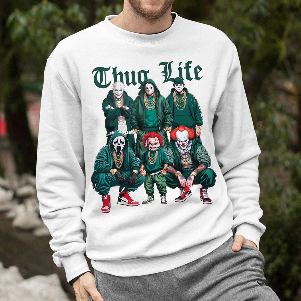 Sweat à capuche avec personnages d'horreur d'Halloween THUG LIFE, TS-C-103