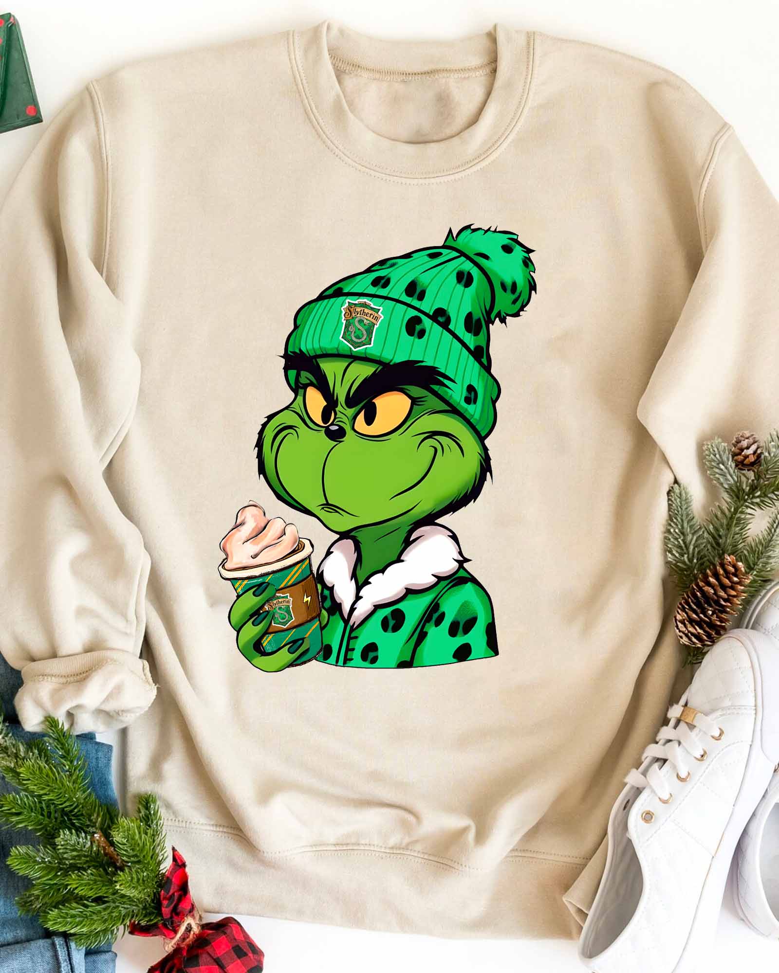 Cute Grinch Hogwarts House T-Shirt,Crewneck,Hoodie,Gift For Christmas,TS-C-326