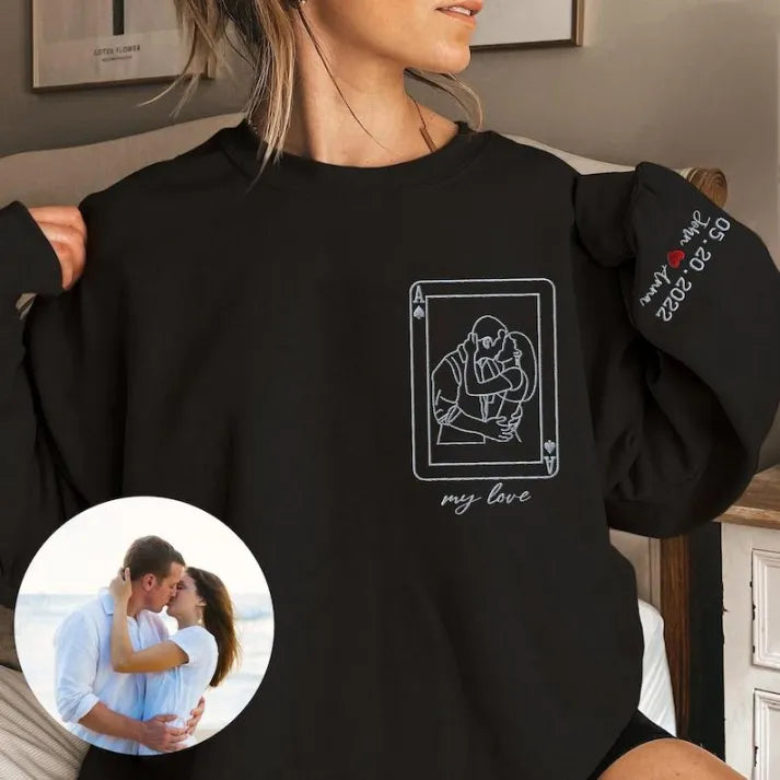 Personalized Couple Full-Color Embroidered Sweatshirt-The Perfect Gift for Your Love,M04