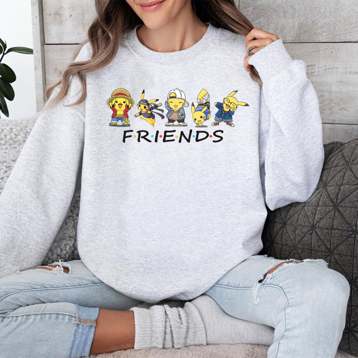 Friends Pikachu In Vibrant Fashion Cute Pokémon Unisex T-Shirt,Crewneck,Hoodie,H-C-773