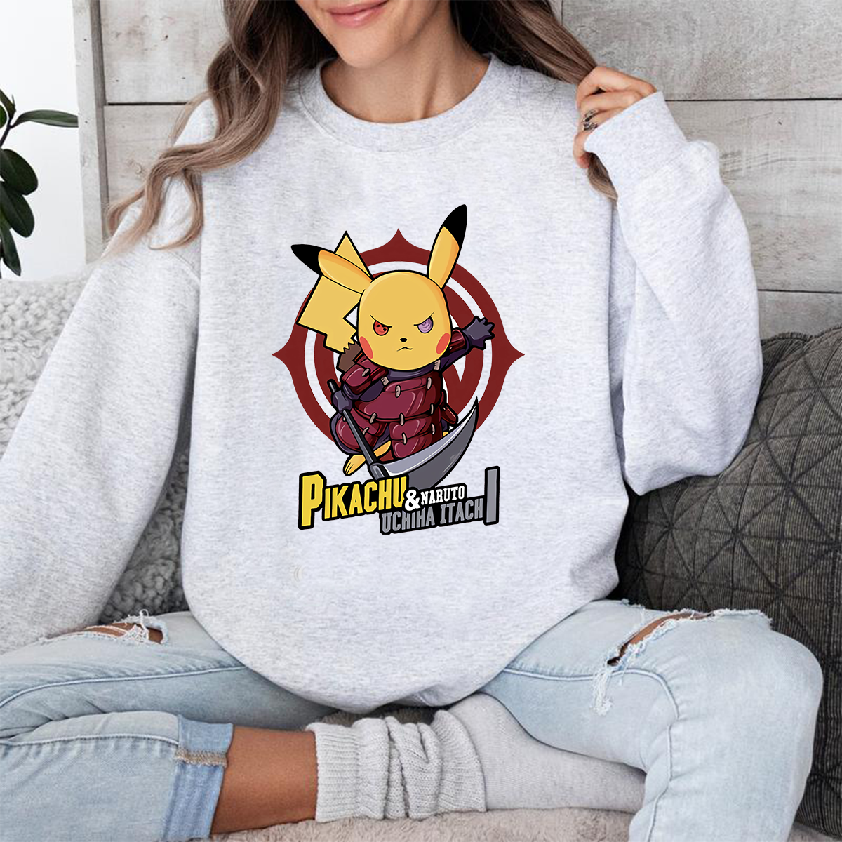 Pikachu And Naruto Uchiha Itachi Pokémon Unisex T-Shirt,Crewneck,Hoodie,H-C-805