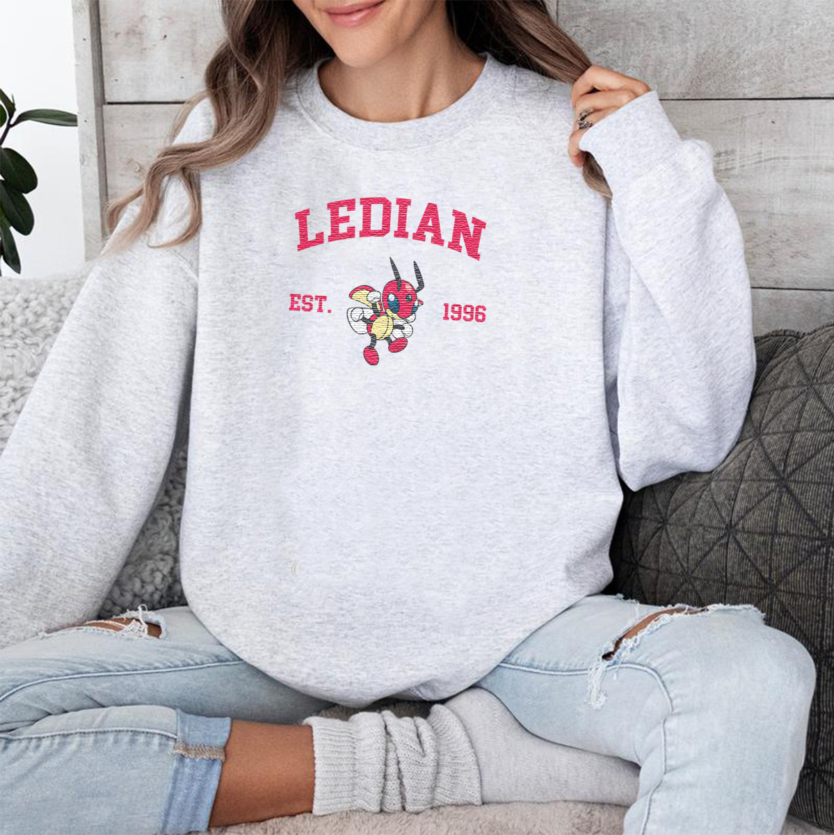 Ledian Adorable Anime-Themed Embroidered T-Shirt,Crewneck,Hoodie-Trendy Versatile and a Thoughtful Gift for Friends,H-C-1108