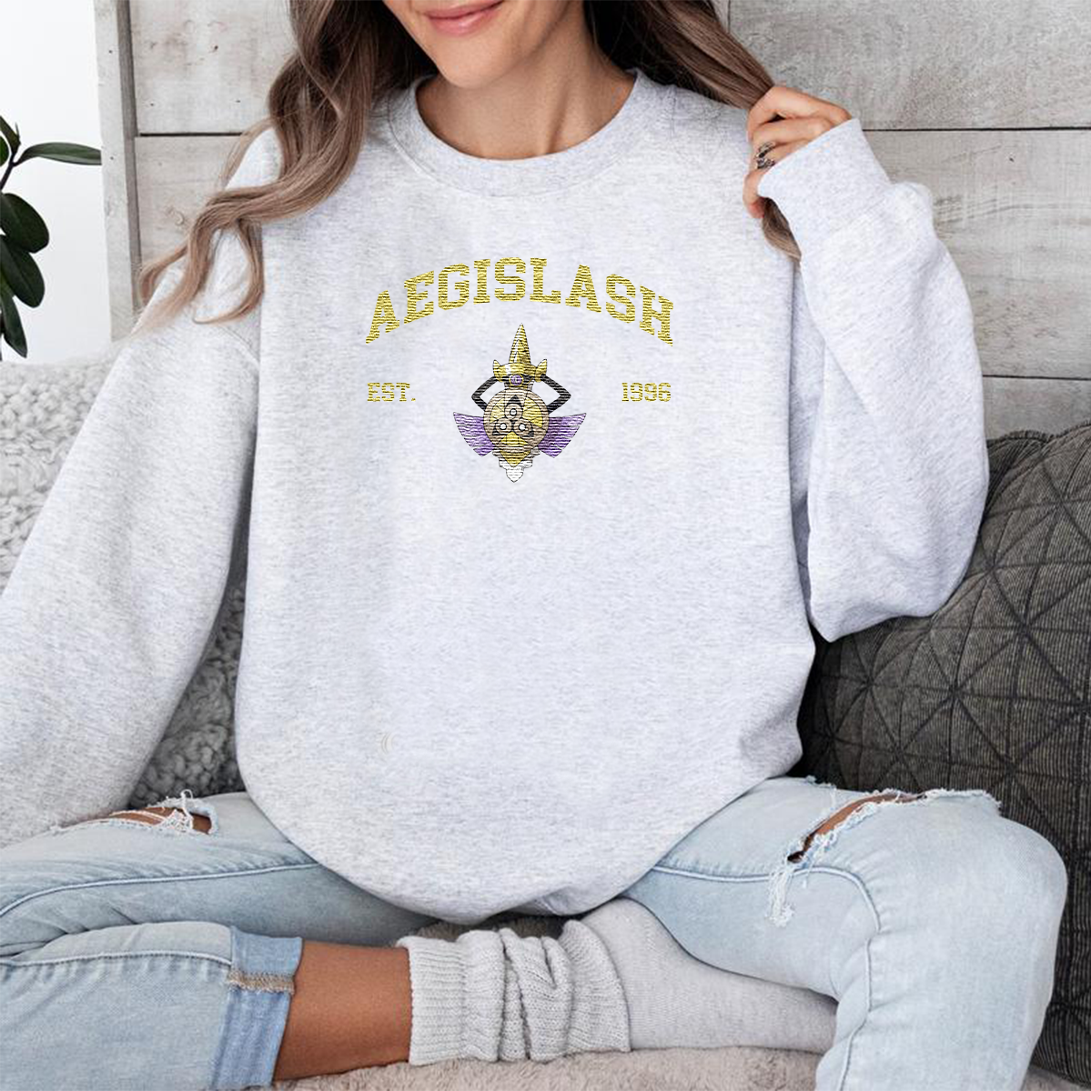 Aegislash Adorable Anime-Themed Embroidered T-Shirt,Crewneck,Hoodie-Trendy Versatile and a Thoughtful Gift for Friends,H-C-1029
