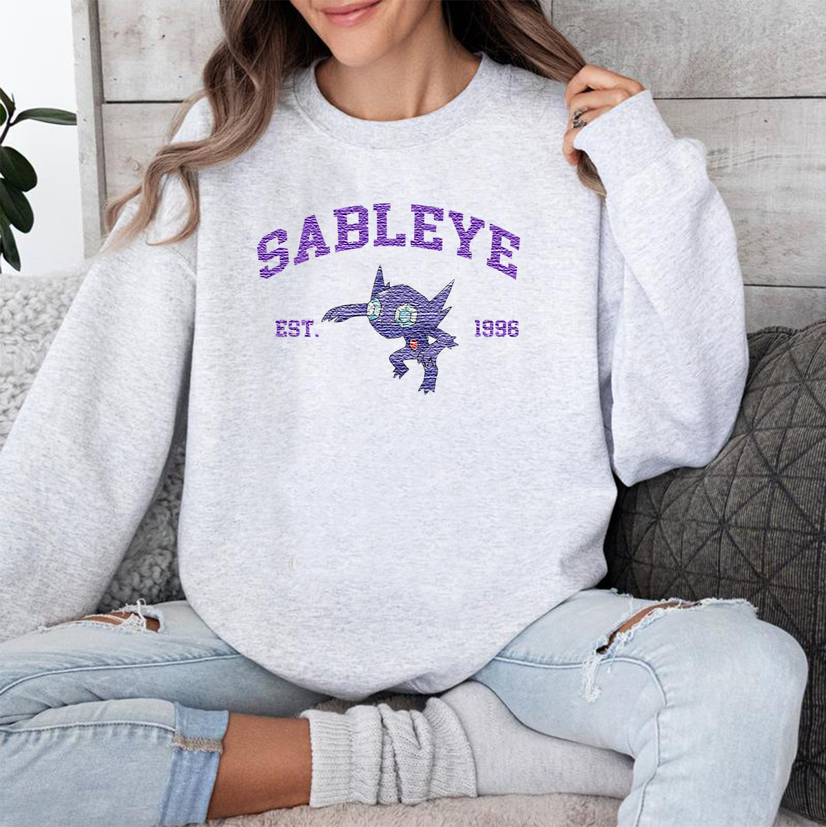 Sableye Adorable Anime-Themed Embroidered T-Shirt,Crewneck,Hoodie-Trendy Versatile and a Thoughtful Gift for Friends,H-C-837