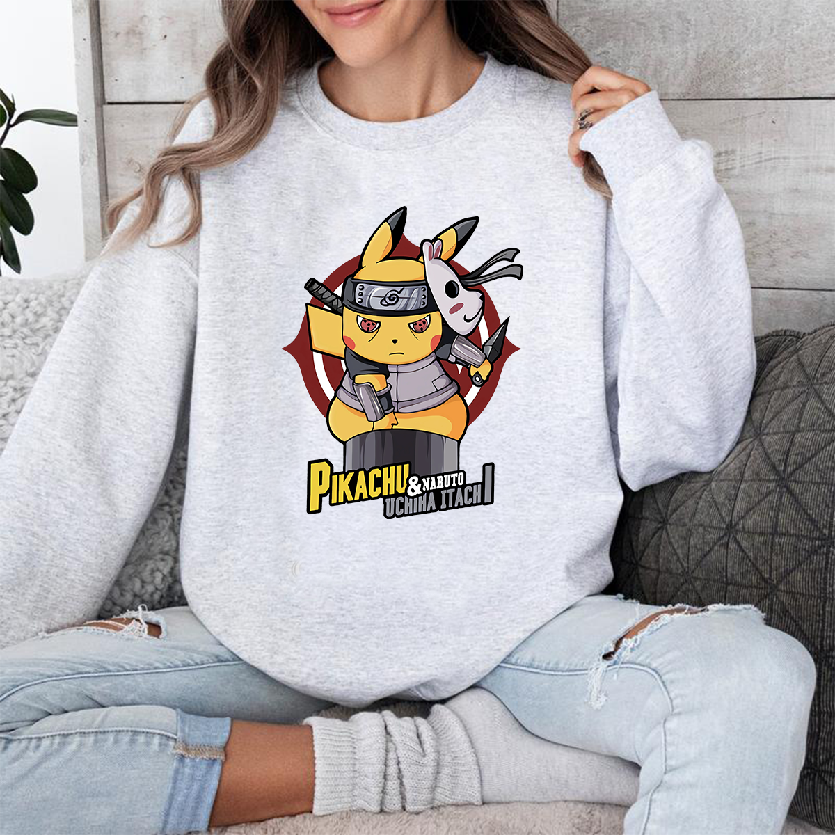 Pikachu And Naruto Uchiha Itachi Pokémon Unisex T-Shirt,Crewneck,Hoodie,H-C-811