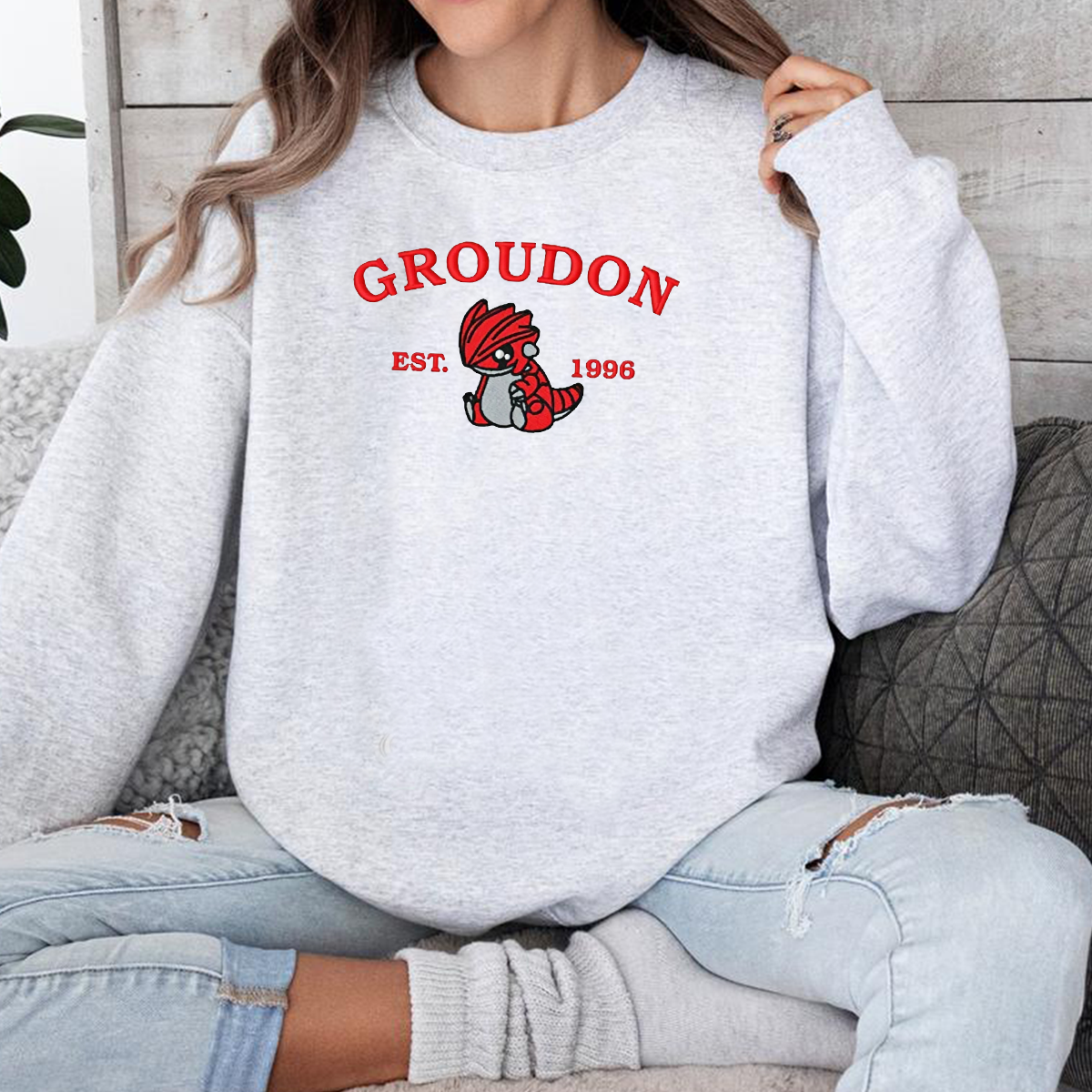 Groudon Pokémon Anime Characters Embroidered Unisex T-Shirt,Crewneck,Hoodie For Gift,H-C-985