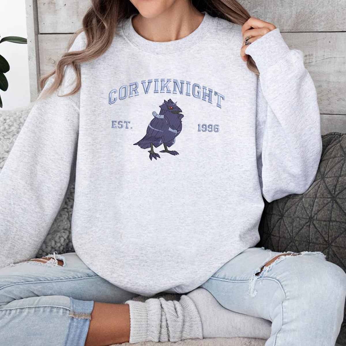 Corviknight Adorable Anime-Themed Embroidered T-Shirt,Crewneck,Hoodie-Trendy Versatile and a Thoughtful Gift for Friends,H-C-854