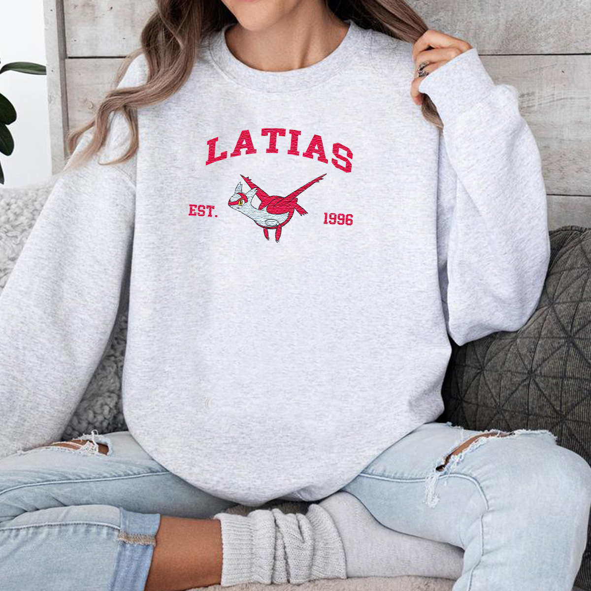 Latias Pokémon Anime Characters Embroidered Unisex T-Shirt,Crewneck,Hoodie For Gift,H-C-1072