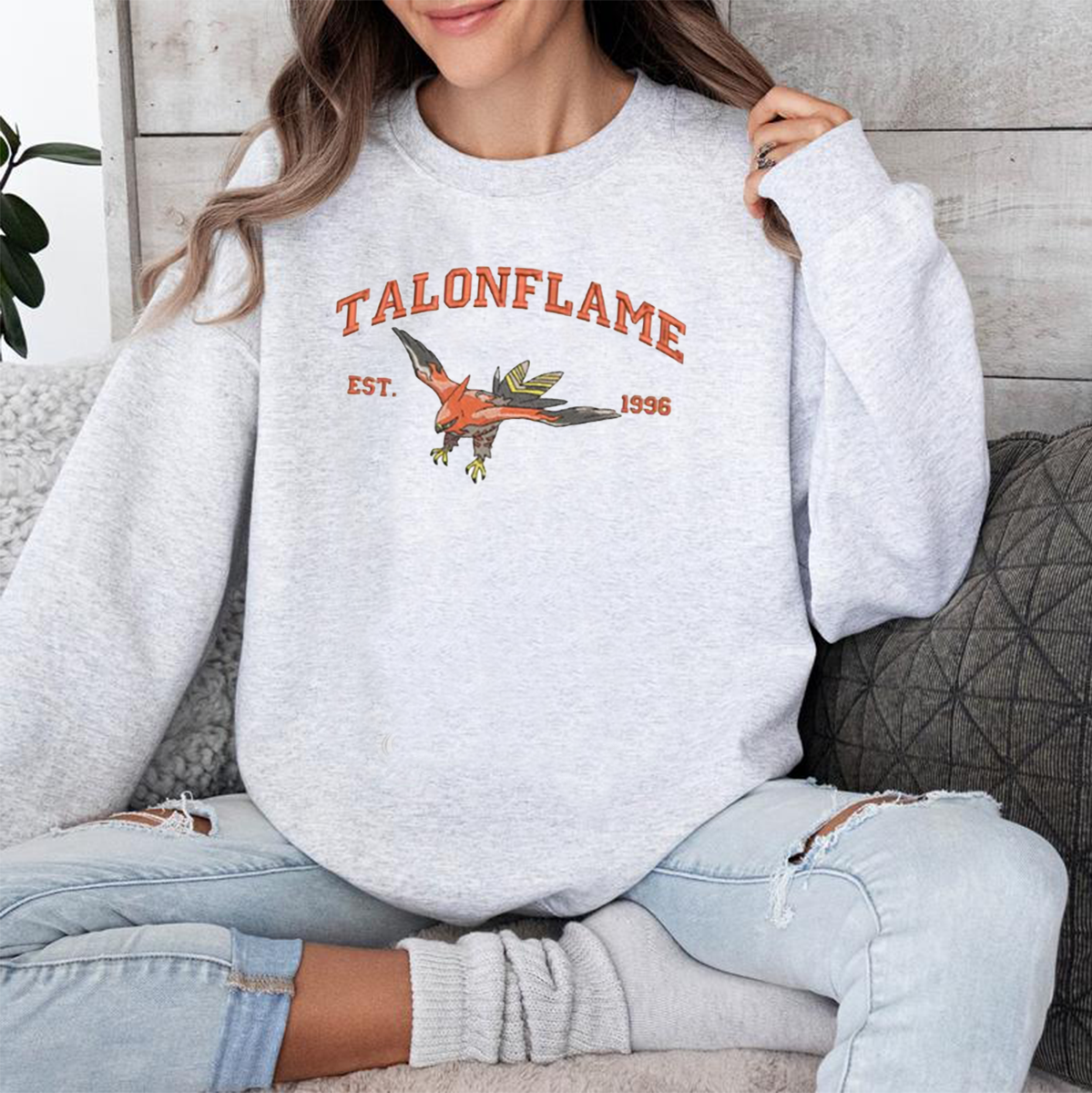 Talonflame Adorable Anime-Themed Embroidered T-Shirt,Crewneck,Hoodie-Trendy Versatile and a Thoughtful Gift for Friends,H-C-1026