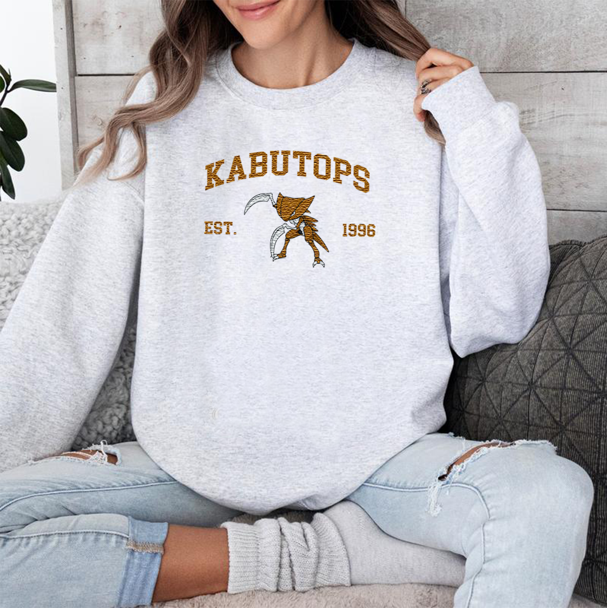 Kabutops Adorable Anime-Themed Embroidered T-Shirt,Crewneck,Hoodie-Trendy Versatile and a Thoughtful Gift for Friends,H-C-1107