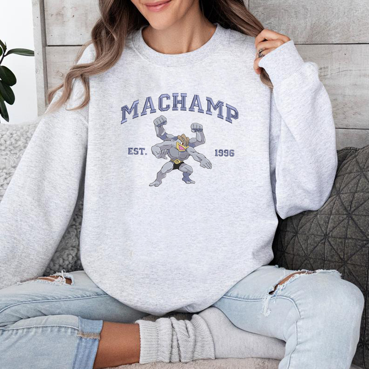 Machamp Adorable Anime-Themed Embroidered T-Shirt,Crewneck,Hoodie-Trendy Versatile and a Thoughtful Gift for Friends,H-C-861