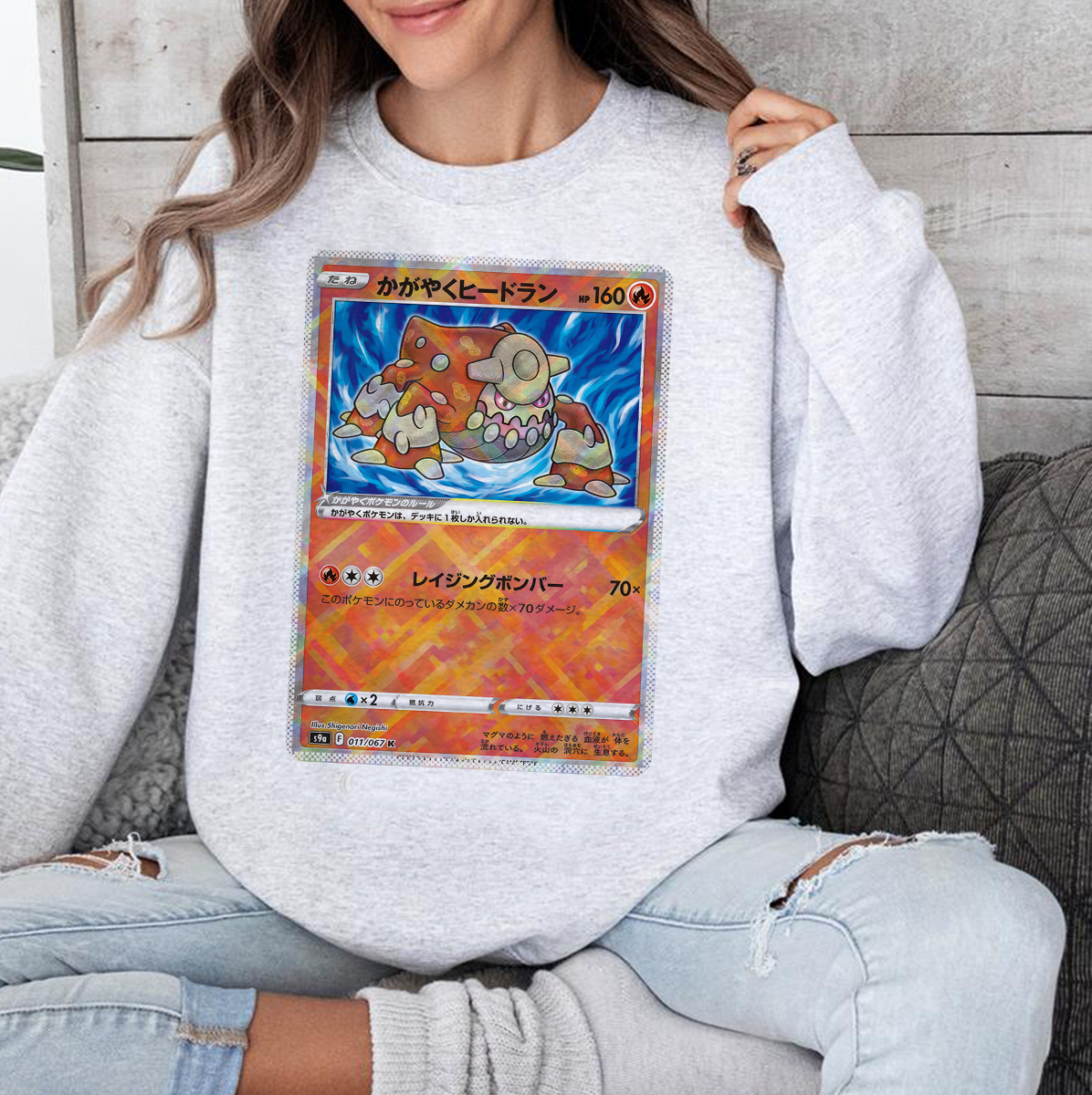 Personalized Pokémon Fabric Trading Card Y1 Patch Suture Unisex Crewneck,Perfect Gift for Fans Friends,P-C-02