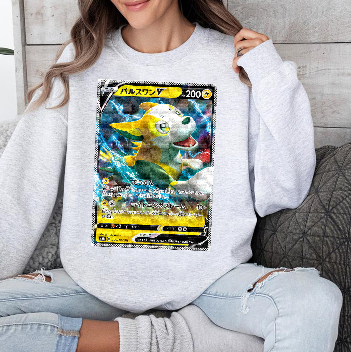 Personalized Pokémon Fabric Trading Card Y4 Patch Suture Unisex Crewneck,Perfect Gift for Fans Friends,P-C-14